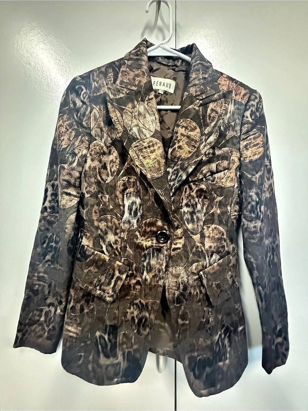 Vintage Féraud metallic leopard Blazer Size 36. Fall. Winter. Trend. French